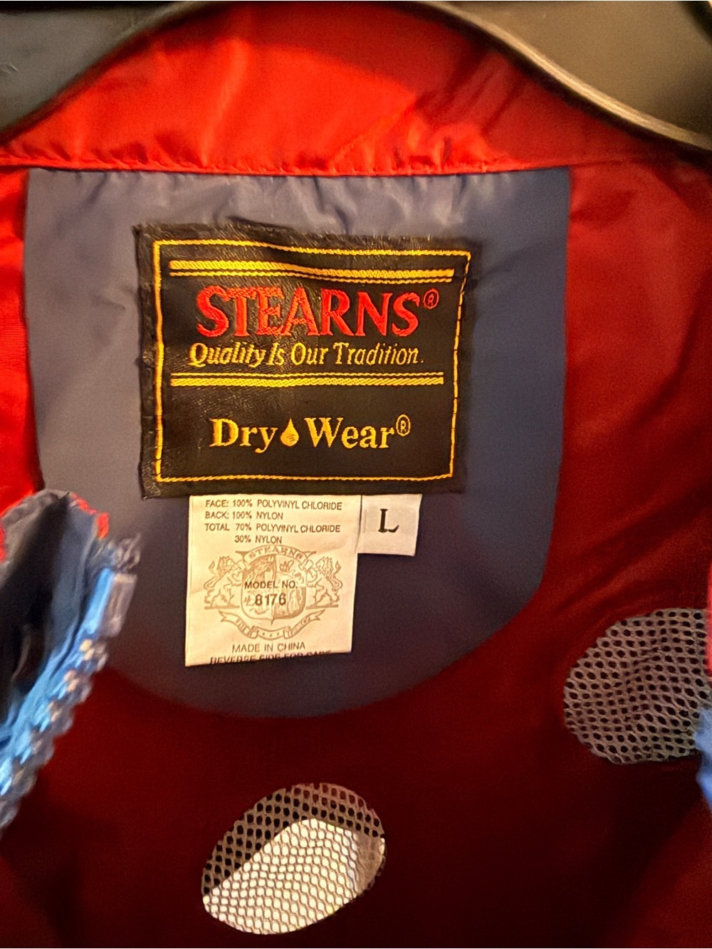 Stearns Dry Wear Jacket - Red & Navy Liner